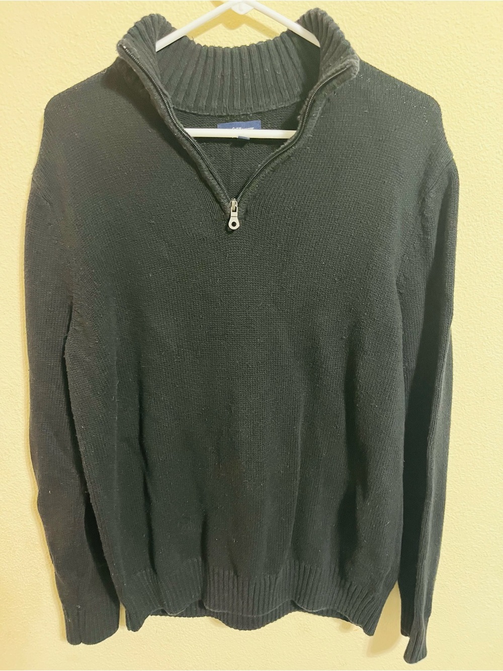 Croft & Barrow Large Black Quarter Zip Mock Neck Knit Sweater Pullover Longsleev